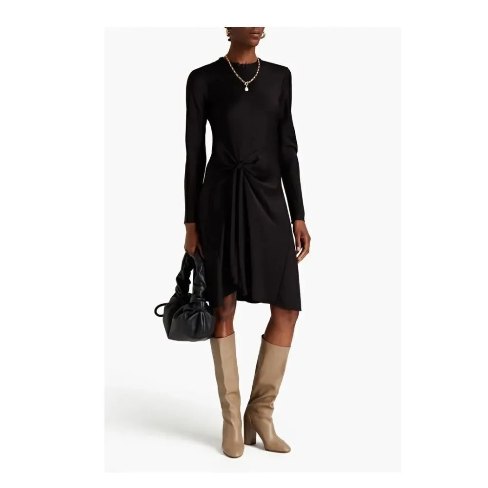 Chloé Black Knotted Satin-Crepe Dress